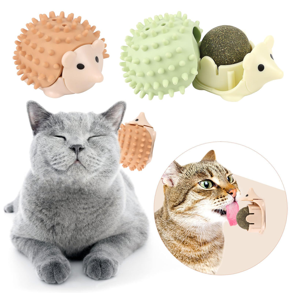 CCINEE 2-Pack Edible Catnip Balls for Dental Health