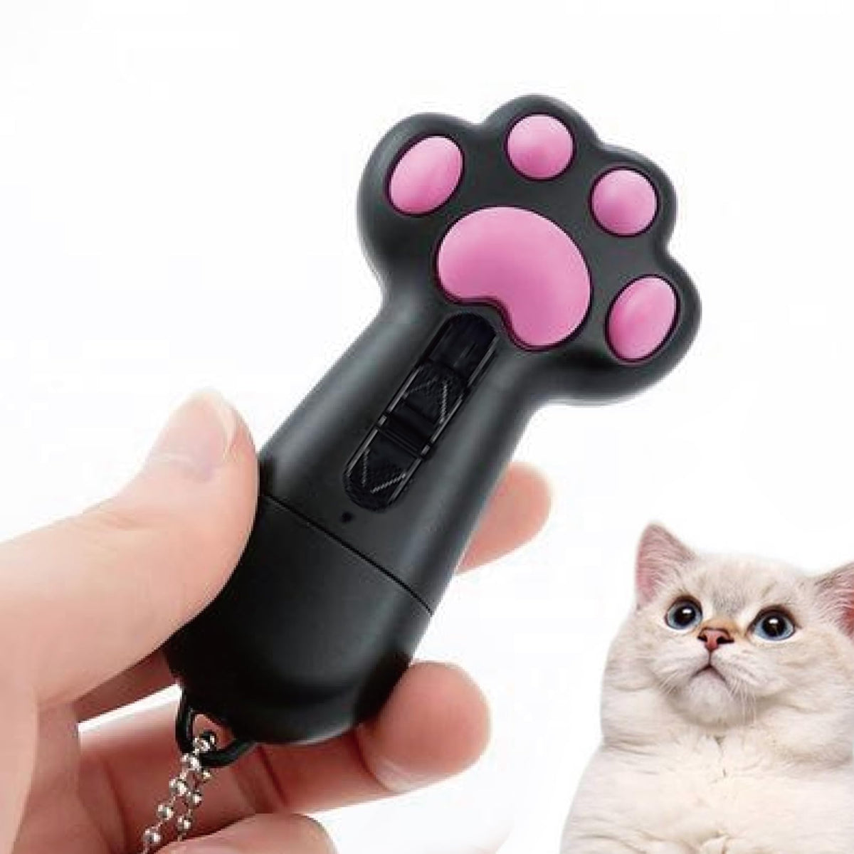 Deposhion Interactive Cat Toy with Feather Wand Pink and White (Black)