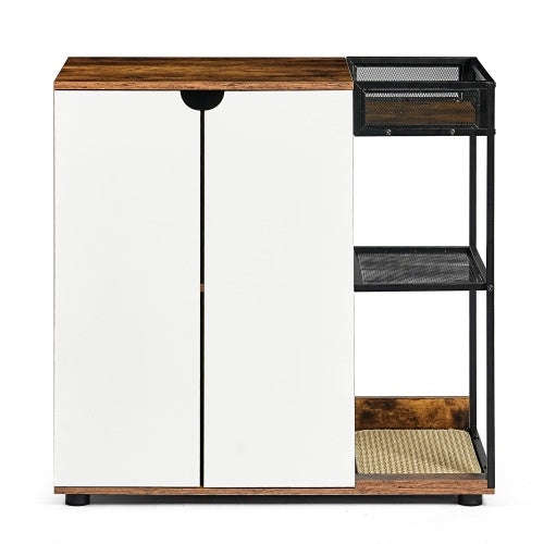 Dual Cat Litter Box Cabinet in Rustic Brown