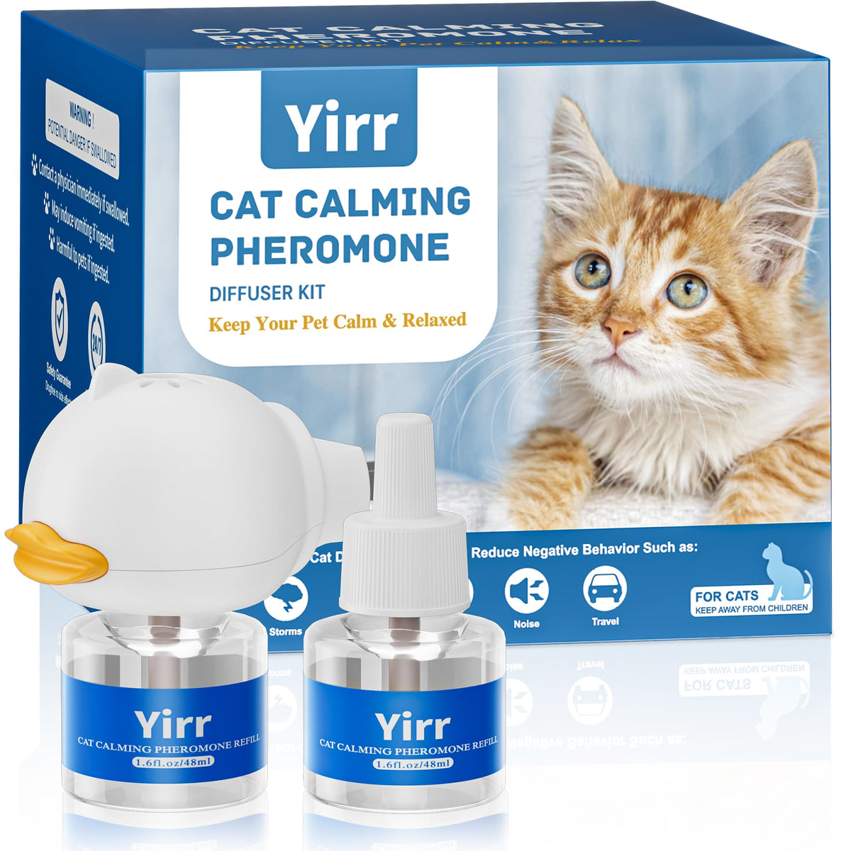 Yirr Cat Calming Diffuser Therapet MD Cat Diffuser Cat pheromone Plug In Cat Diffuser Calming Multicat Relaxing Pheromone for Cat Relief Stress Anxiety Fighting Scratching 1Diffuser 2Refill(48ml)