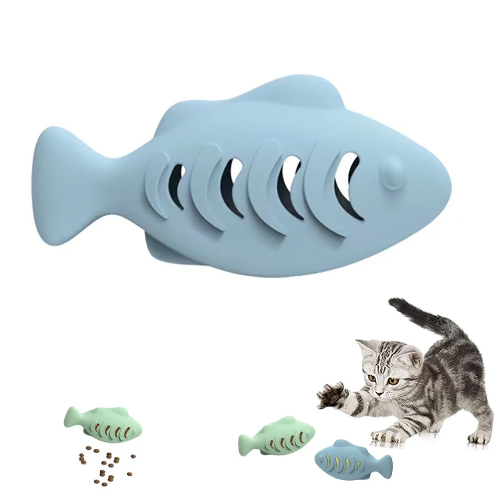 EFYUE Cat Toys for Indoor Cats Interactive Cat Toy Food Dispenser Feeder Treat Dispensing Can be Stuffed with Cat Treats Catnip (blue)