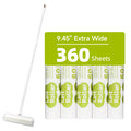 Large Lint Rollers for Floor Sticky Rollers for Carpet 9.45 Lint Remover Brush with Long Handle Pet Hair Remover for Carpet Sticky Mop 360 Sheet