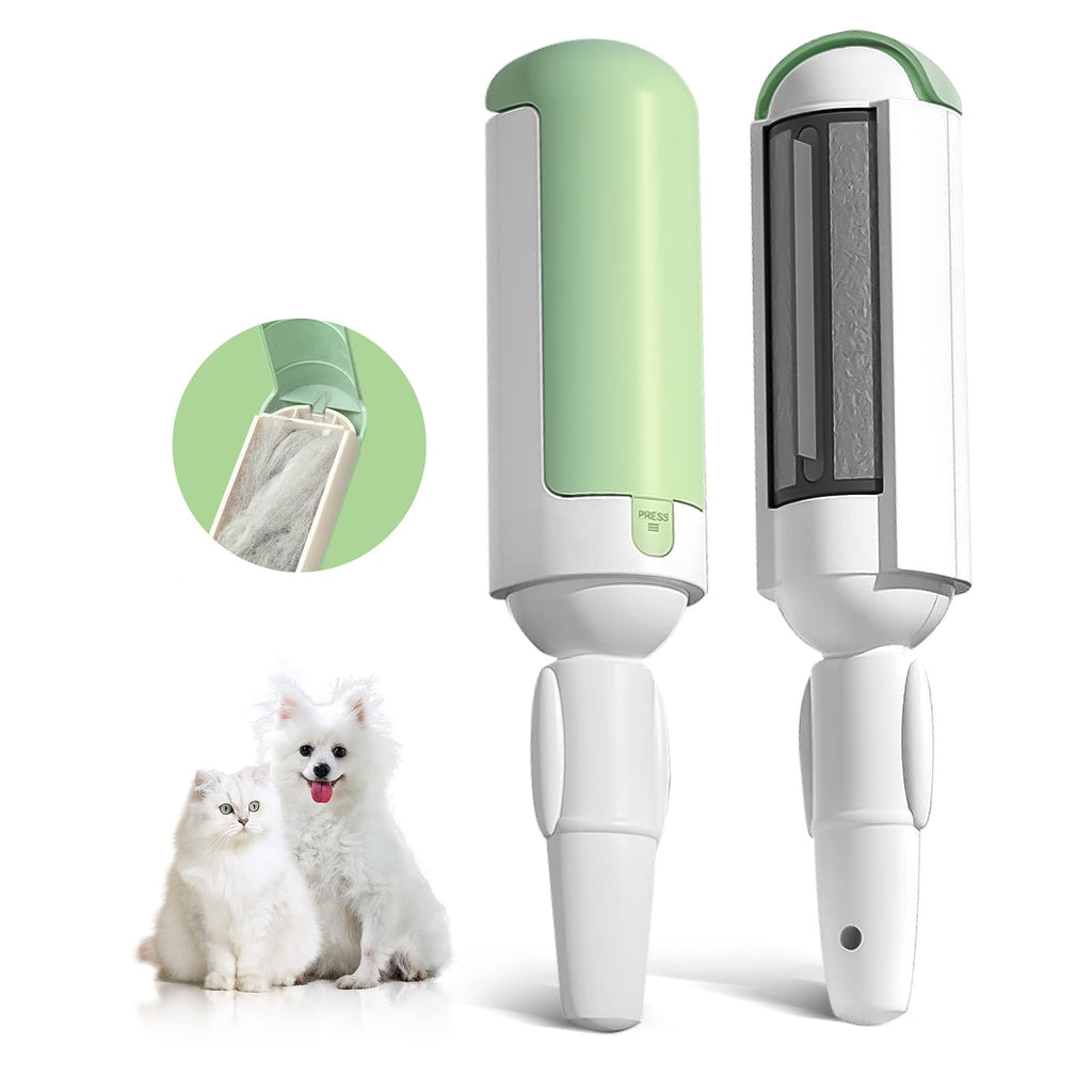 PAKEWAY 2 Pack Pet Hair Remover RollerReusable Dog & Cat Fur Remover with Comfy Non-Slip Handle Portable Pet Hair Removal Tool with Self-Cleaning Base for Couch Car Seat Carpet Bedding