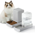 Automatic Cat Food and Water Dispenser Set - Stainless Steel Cat Feeder and Water Dispenser Gravity Elevated Large Cat Water Bowl Dispenser Cat cat Dry Food Dispenser (3.8L)