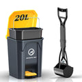 Outdoor Dog Poop Trash Can & Plastic Pooper Scooper Set for Yard - 20L/5.2 Gallen Dog Waste Trash Can Pet Waste Disposal Station with Inner Bucket (Trash Can + Plastic Pooper Scooper)