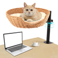 SEPAZON Cat Desk Bed Elevated Cat Nest Bed for Desk Indoor Cats Cat Hammock for Desk Window Bedside Cat Shelf Bed for Kitten Cat Furniture 360° Rotation Raised Cat Bed - Supports up to 44lbs