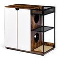 Dual Cat Litter Box Cabinet in Rustic Brown