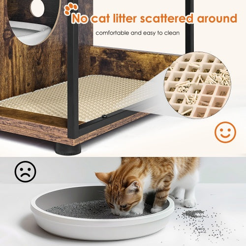 Dual Cat Litter Box Cabinet in Rustic Brown